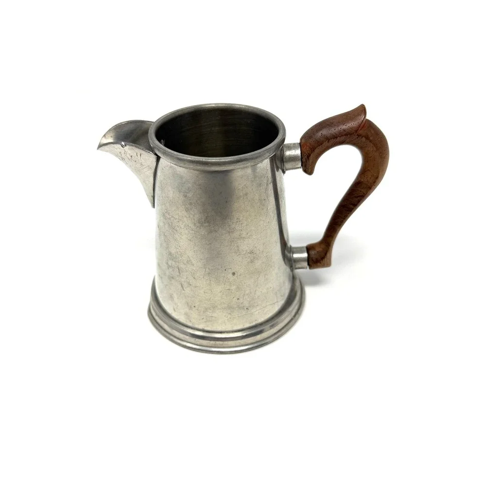 Stieff Pewter Creamer Sugar Bowl Set Wood Handle Cream Pitcher‎